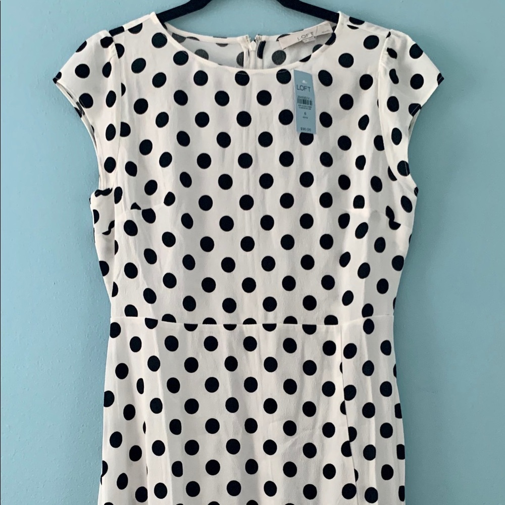 Ann Taylor Loft polka dot midi dress NWT